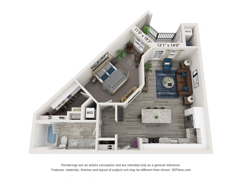 A1 floor plan at 8 West apartments in Greensboro, NC A1 floor plan at 8 West apartments in Greensboro, NC